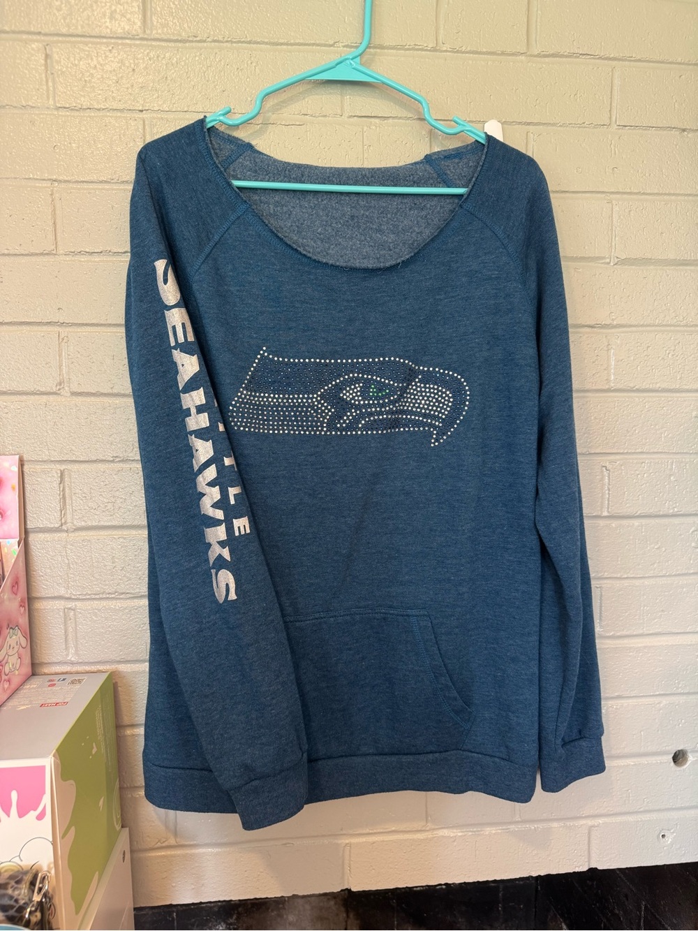 NFL Blue Teal Rhinestone Logo Pullover